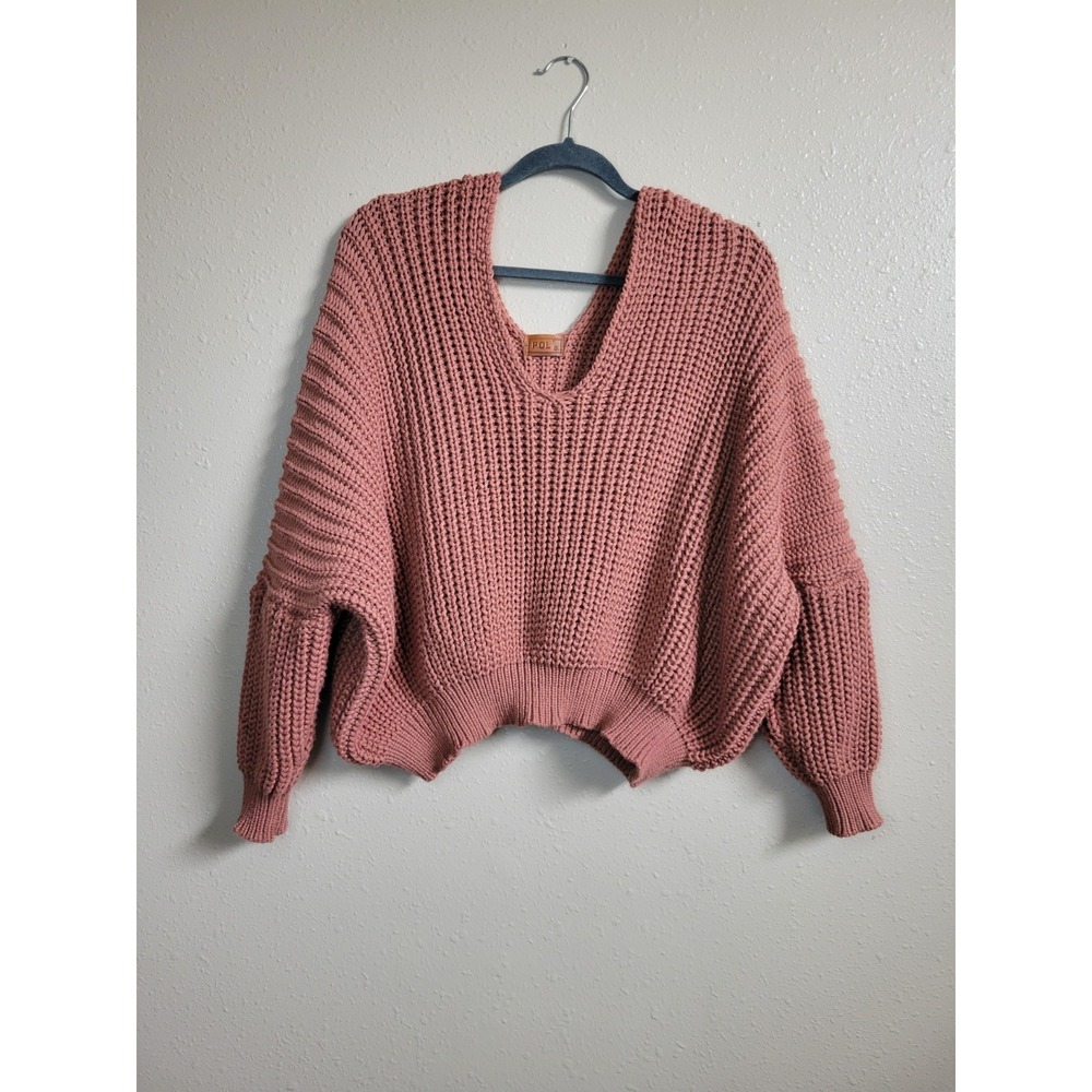 POL Chunky Open‎ Knit Oversized Sweater Dolman Sleeves Sz S